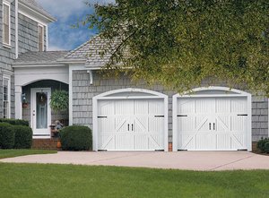 An example of a carriage house garage door.